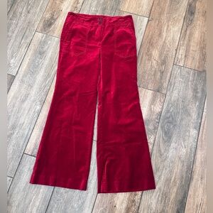 Maeve Red Velour Wide-Leg Pants